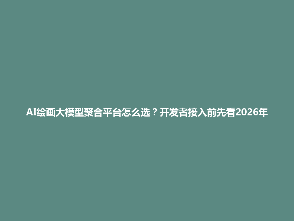 AI绘画大模型聚合平台怎么选?开发者接入前先看2026年 一