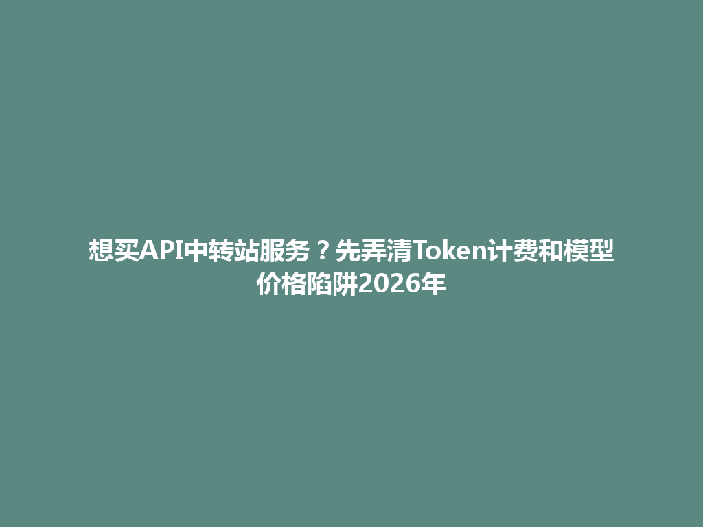 想买API中转站服务?先弄清Token计费和模型价格陷阱2026年 一