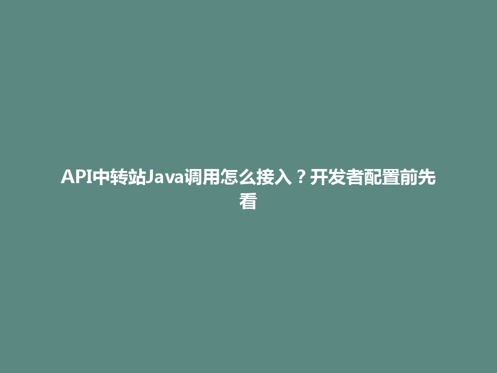 API中转站Java调用怎么接入?开发者配置前先看 一