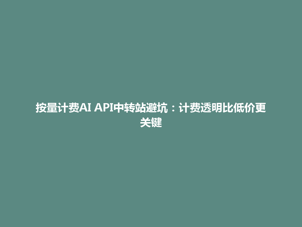 按量计费AI API中转站避坑：计费透明比低价更关键 一
